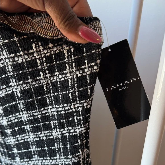 NWT Tahari ASL Black and White Tweed Mini Dress - Picture 4 of 8